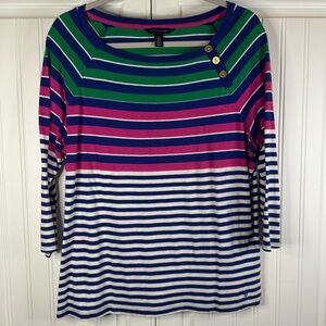 Tommy Hilfiger Striped Boatneck Top - Size XL